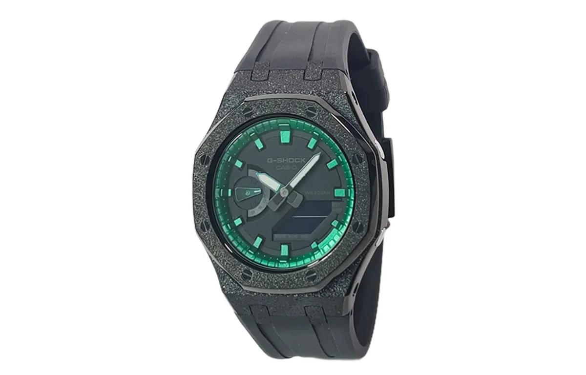 CASIO Custom Collection Electronic Movement Fluoroelastomer Strap Watch Men's Watches Black Dial