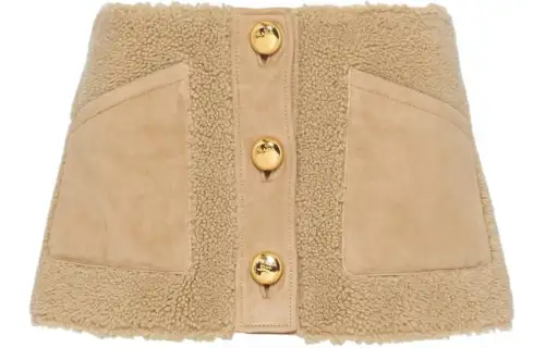 PRADA Button up Shearling Miniskirt