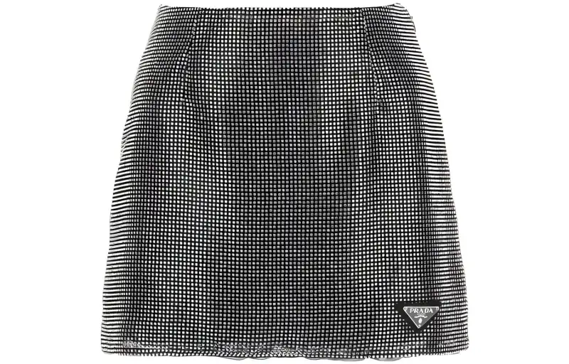 PRADA Embellished Logo Plaque Mini Skirt