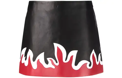 MIU MIU Leather Short Skirts Women's Black Moderate Short