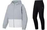 Li Ning Fitness Series Casual Suits Women's Set Aqua Gray Green Ivory+Black Hooded Moderate Other