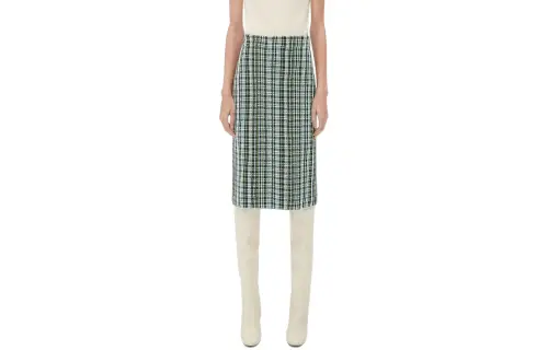 Bottega Veneta Cotton Viscose Check Midi Skirt