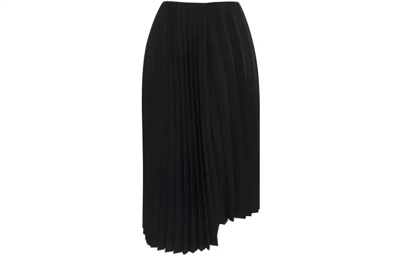 SAINT LAURENT Asymmetrical Pleated Midi Skirt