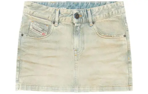 DIESEL De Ron Logo Patch Denim Mini Skirt