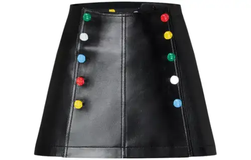 LOUIS VUITTON X Yayoi Kusama Buttons Leather Mini Skirt Black