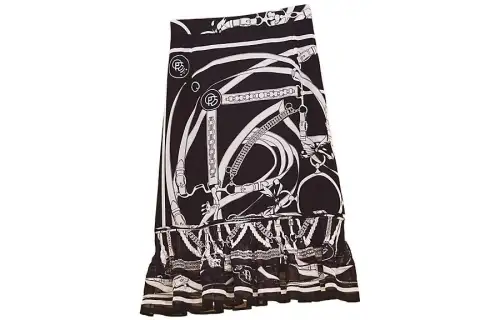 HERMES Casual Long Skirts Women's Black Moderate Mid Length Other