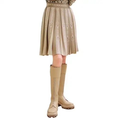 HERMES Casual Short Skirts Women's Clay Beige