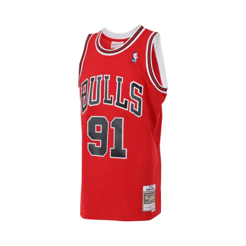 Mitchell & Ness x NBA joint Chicago Bulls SW fan edition 97-98 season Dennis Rodman No. 91 classic retro comfortable sports mesh breathable basketball vest same style for men and women red