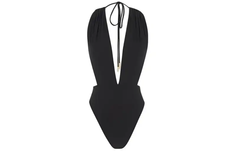 SAINT LAURENT Backless V Halter Swimsuit