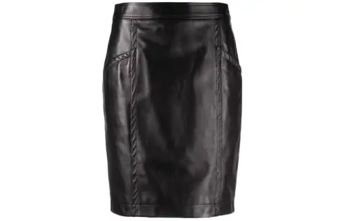 SAINT LAURENT Leather Short Skirts Women's Black