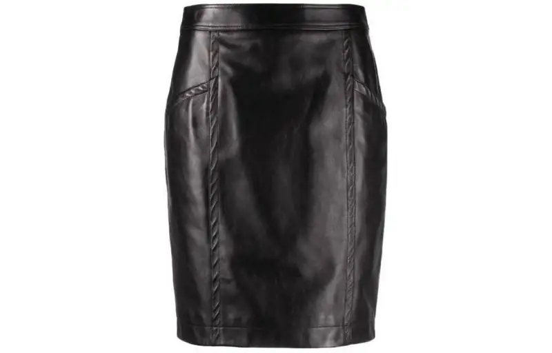 SAINT LAURENT Leather Short Skirts Women's Black