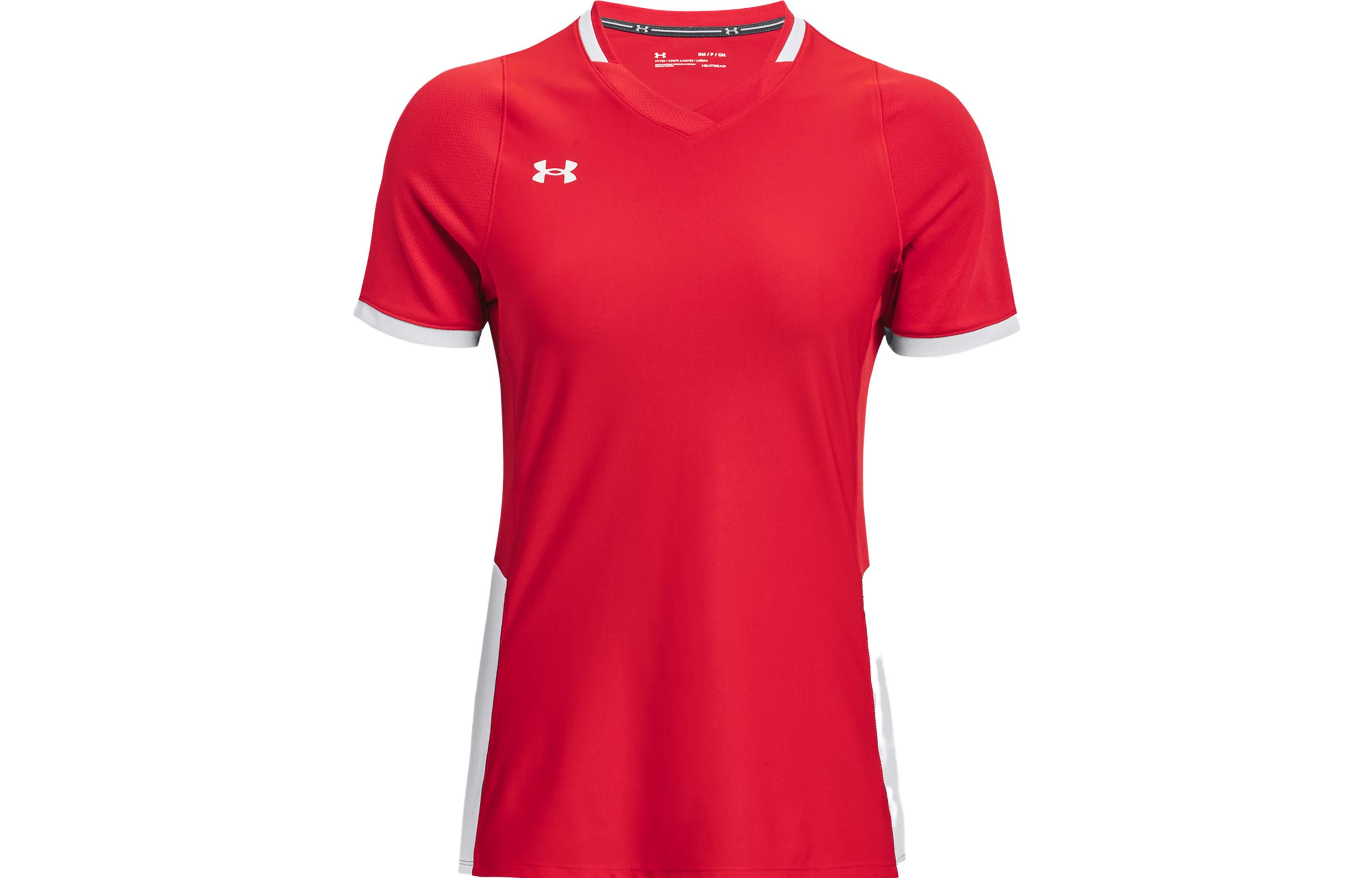 Under Armour Volley Volley Ball Powerhouse 2.0 Pure Color Sweat Verbus Short -sleeved Volleyball Female Red