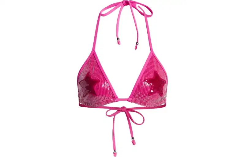 Adidas Ivy Park Sequin Triangle Bikini Top Shock Pink