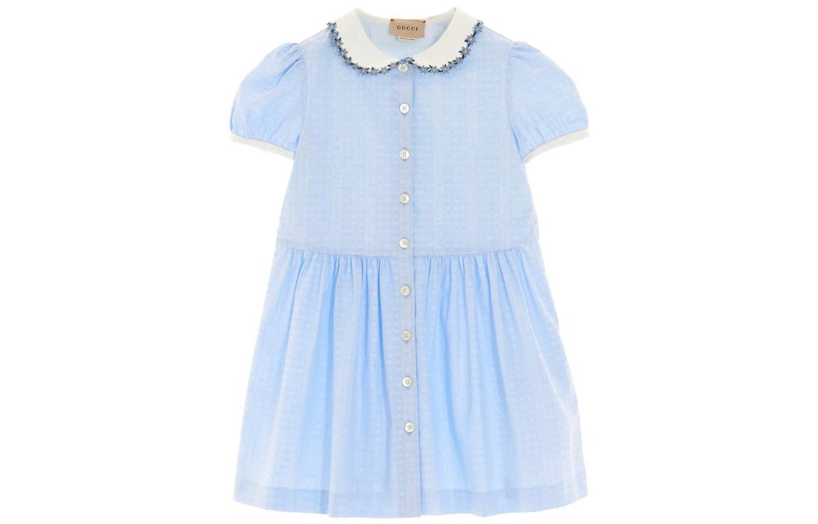 GUCCI Gucci, short sleeve dress, blue children's doll, doll collar