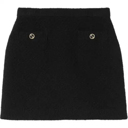 GUCCI Interlocking G Buttoned Knit Mini Skirt