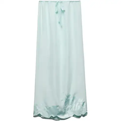 PRADA Embroidered Habutai Silk Midi Skirt
