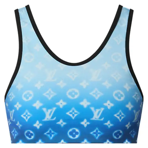 LOUIS VUITTON SS24 Sprayed Monogram Bikini Top Two Piece Swimsuit Women's Blue