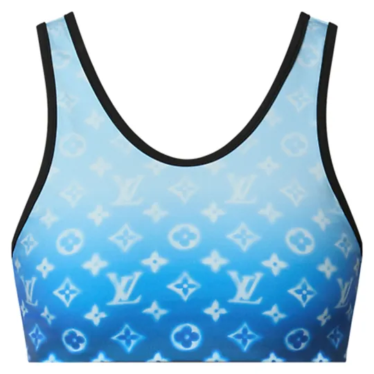LOUIS VUITTON SS24 Sprayed Monogram Bikini Top Two Piece Swimsuit Women's Blue