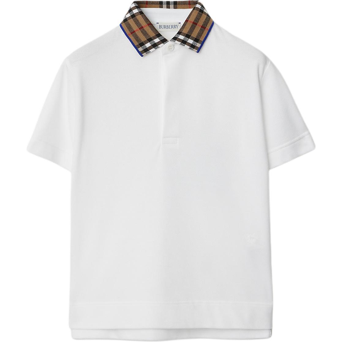 Мужская футболка Burberry Check Collar Cotton Polo Shirt (белая)