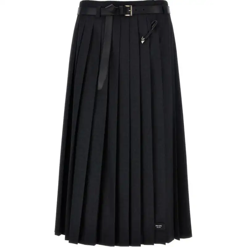 PRADA Pleated Midi Skirt