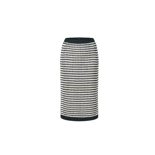 Lv Striped Lace Knit Skirt