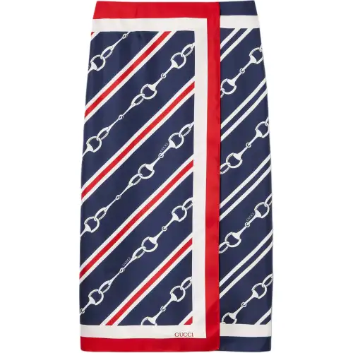 GUCCI Horsebit print Silk Skirt