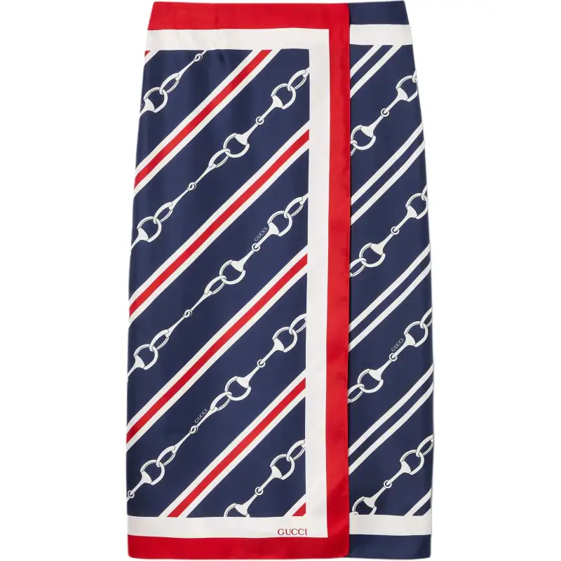 GUCCI Horsebit print Silk Skirt