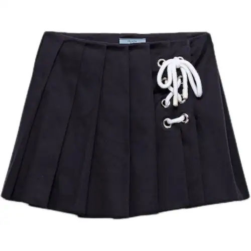 PRADA Pleated Drill Mini Skirt