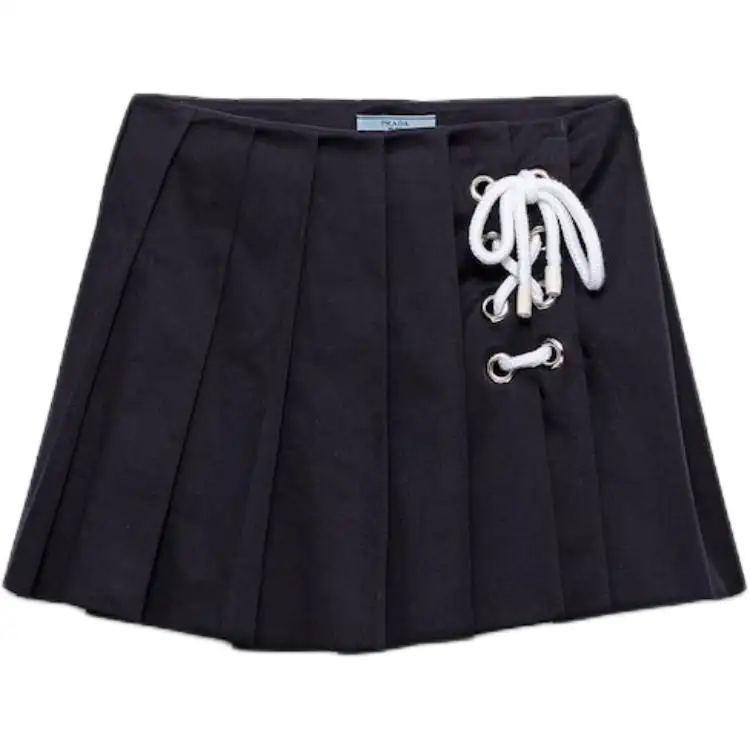 PRADA Pleated Drill Mini Skirt