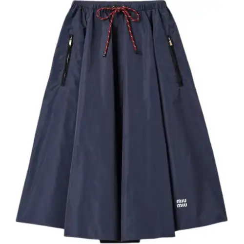 MIU MIU Jupe En Tissu Technique Casual Long Skirt Women's Blue
