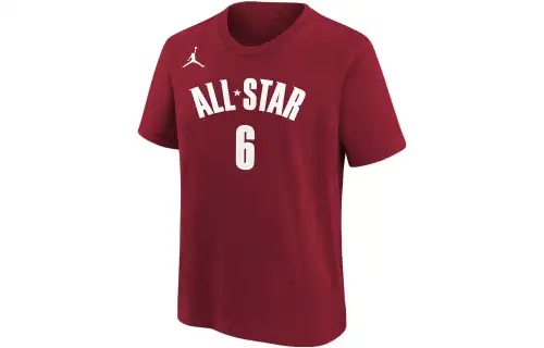 Jordan T-shirt LeBron James Los Angeles Lakers All-Star Essential Alphanumeric Print Round Neck Short Sleeve Los Angeles Lakers Sports Red Children's Style
