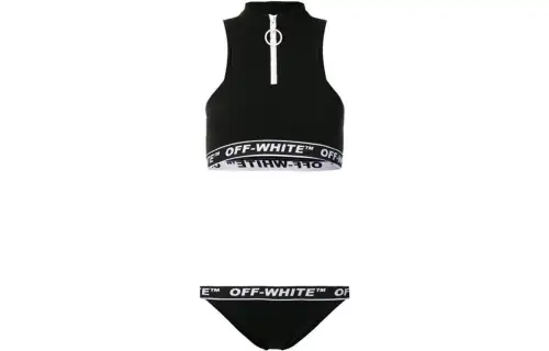 OFF WHITE Two Piece Swimsuits Women's Black Triangle One Piece Swimsuit