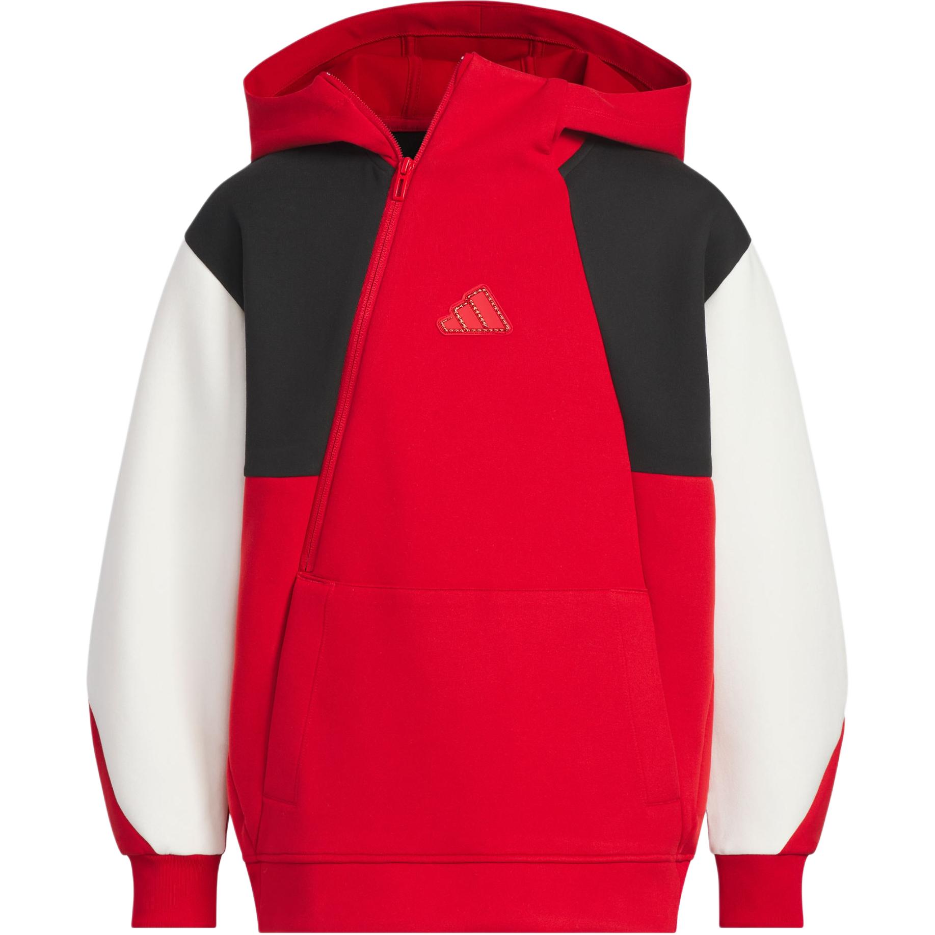 Мужское худи adidas с капюшоном (красно-черное)