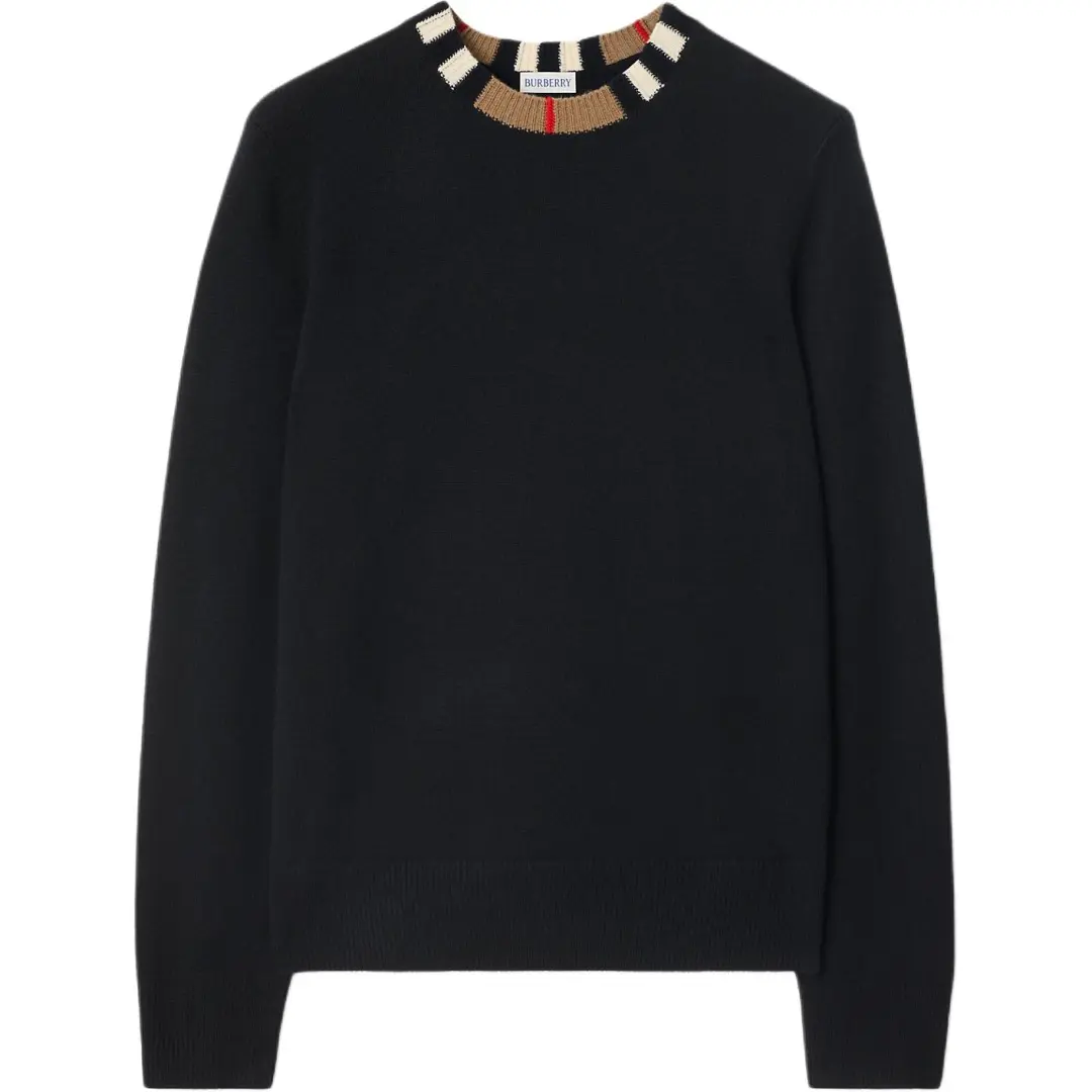 Burberry Sweaters Men's Black Crew Neck Moderate