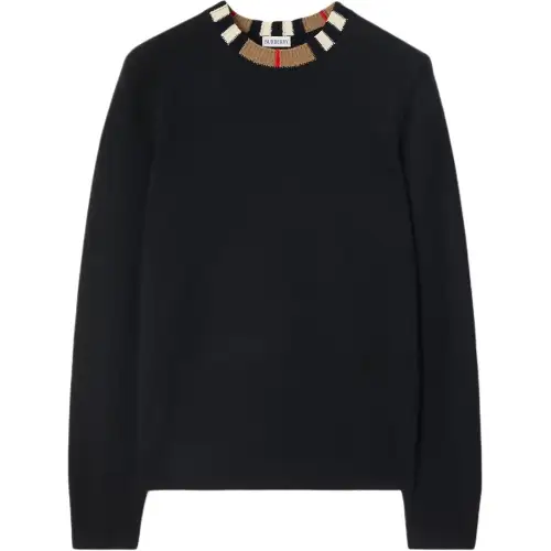 Burberry Sweaters Men's Black Crew Neck Moderate