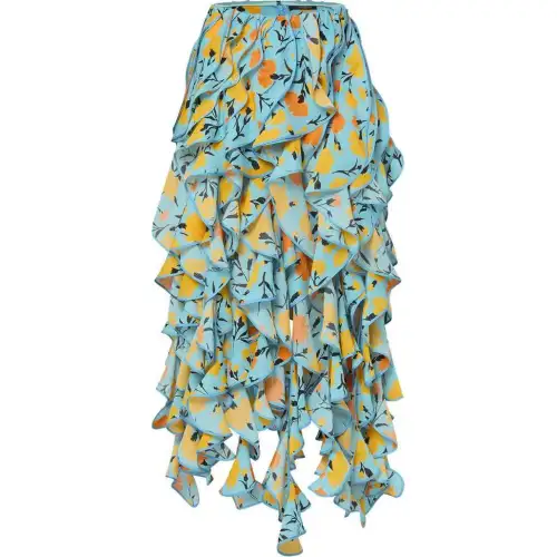 Lv Carnation Print Ruffle Skirt