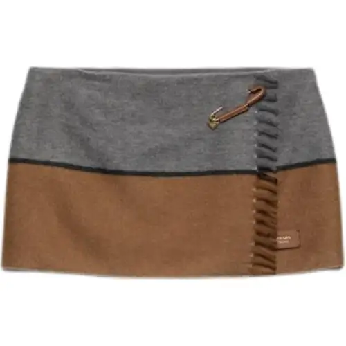 PRADA Two tone Cashmere Mini Skirt