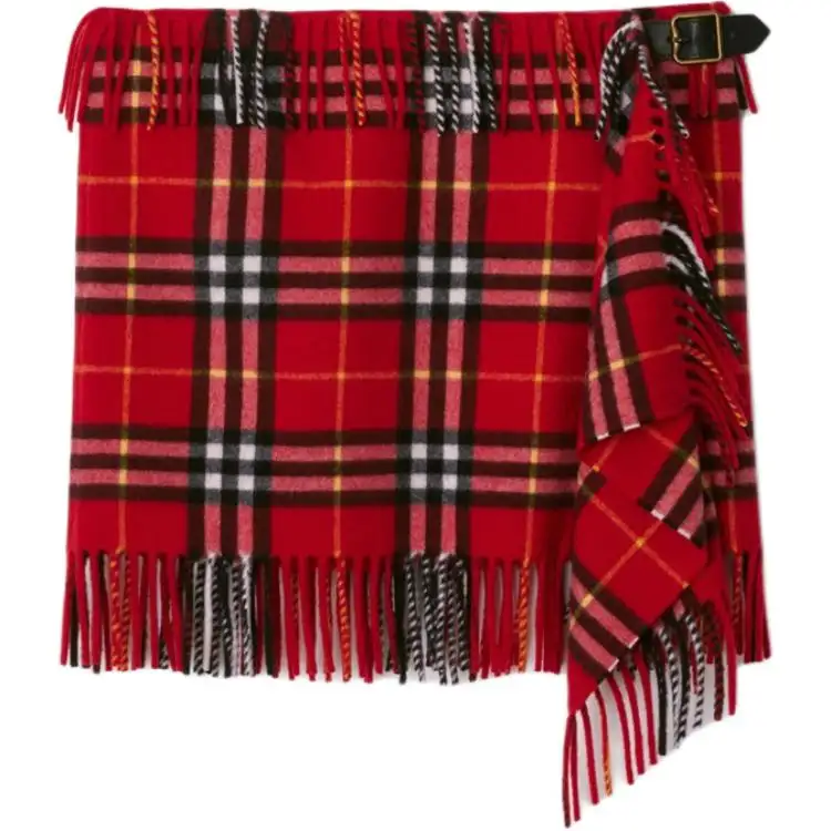 Burberry Check Wool Cashmere Scarf Skirt 'Currant'