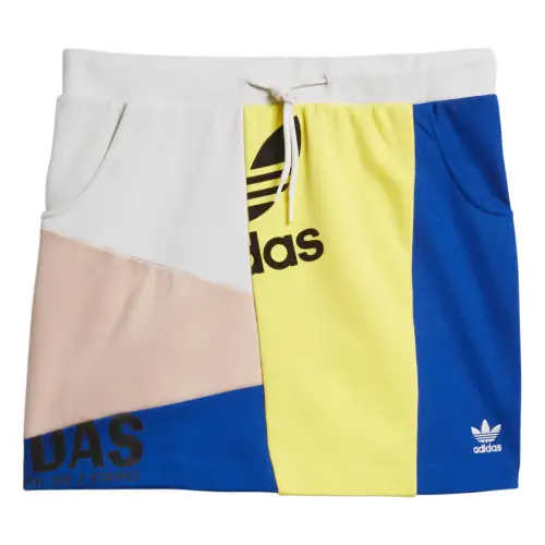 Adidas Originals VINTAGE Casual Short Skirts Women's Antique White/Noble Yellow/Collegiate Blue/Pearl Smoke Gray Moderate Short Miniskirt