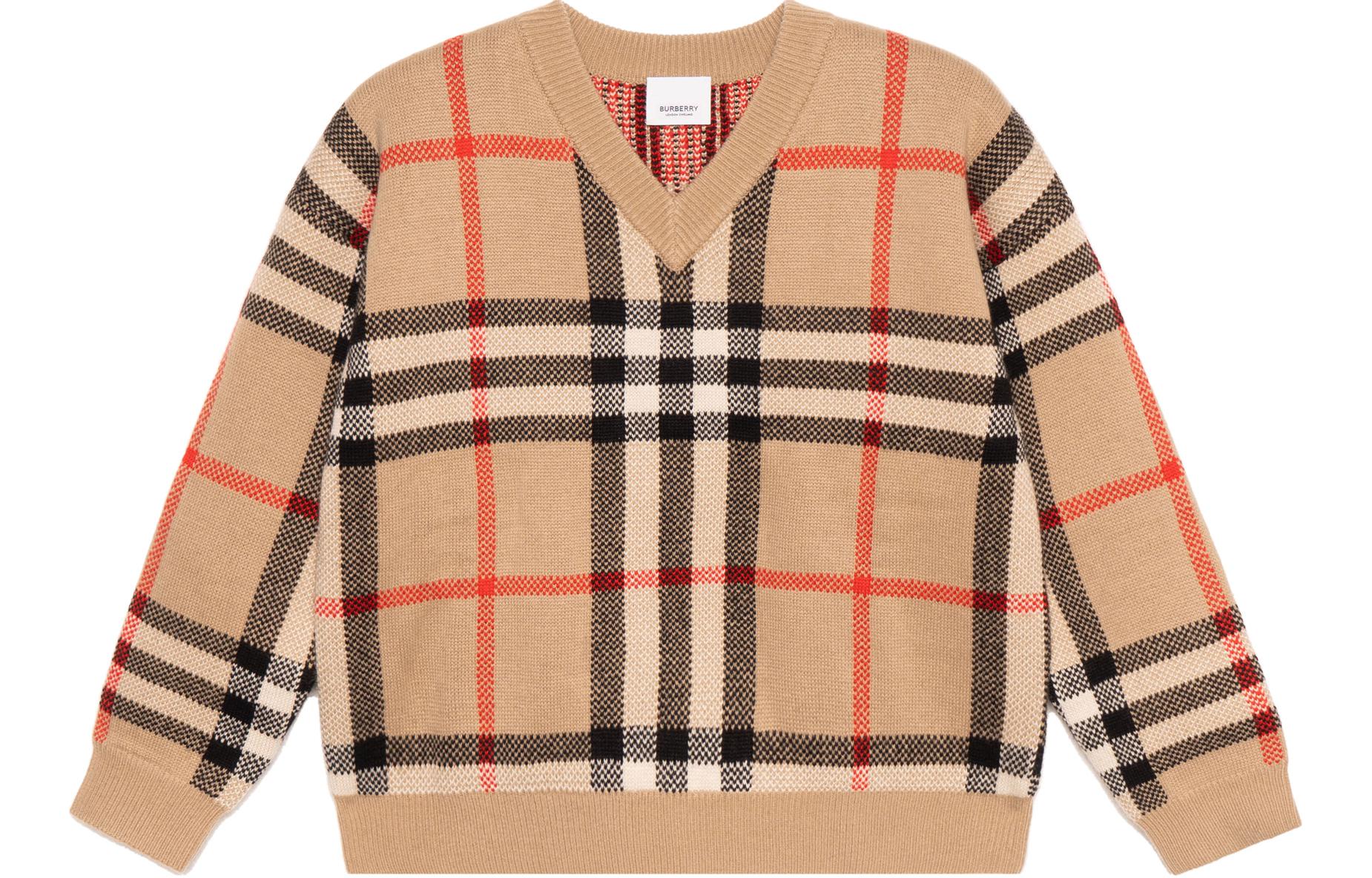 Мужской свитер Burberry в клетку (коричнево-желтый)
