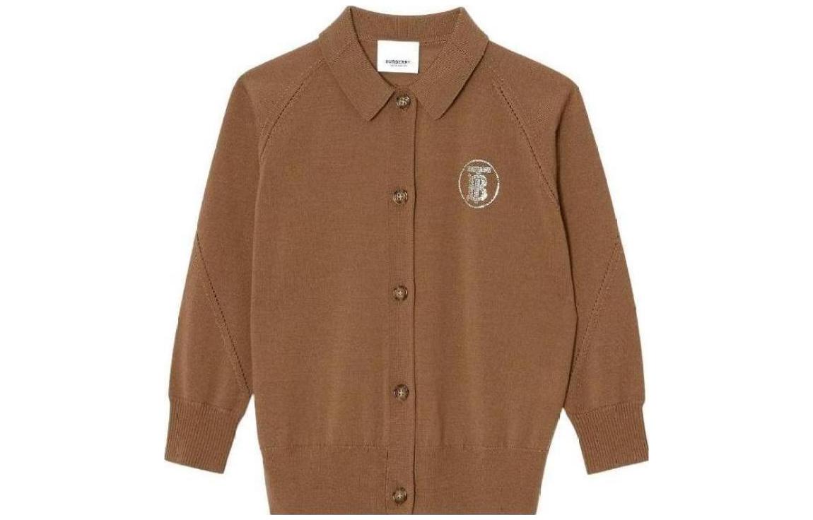 Женский кардиган Burberry С карманами (однотонный шерстяной)