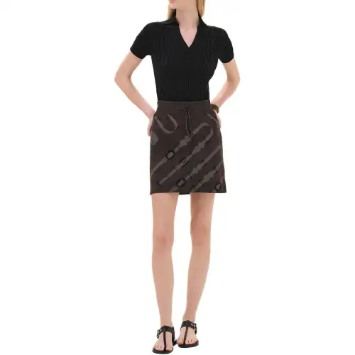 HERMES Casual Short Skirts Women's Charcoal Brown