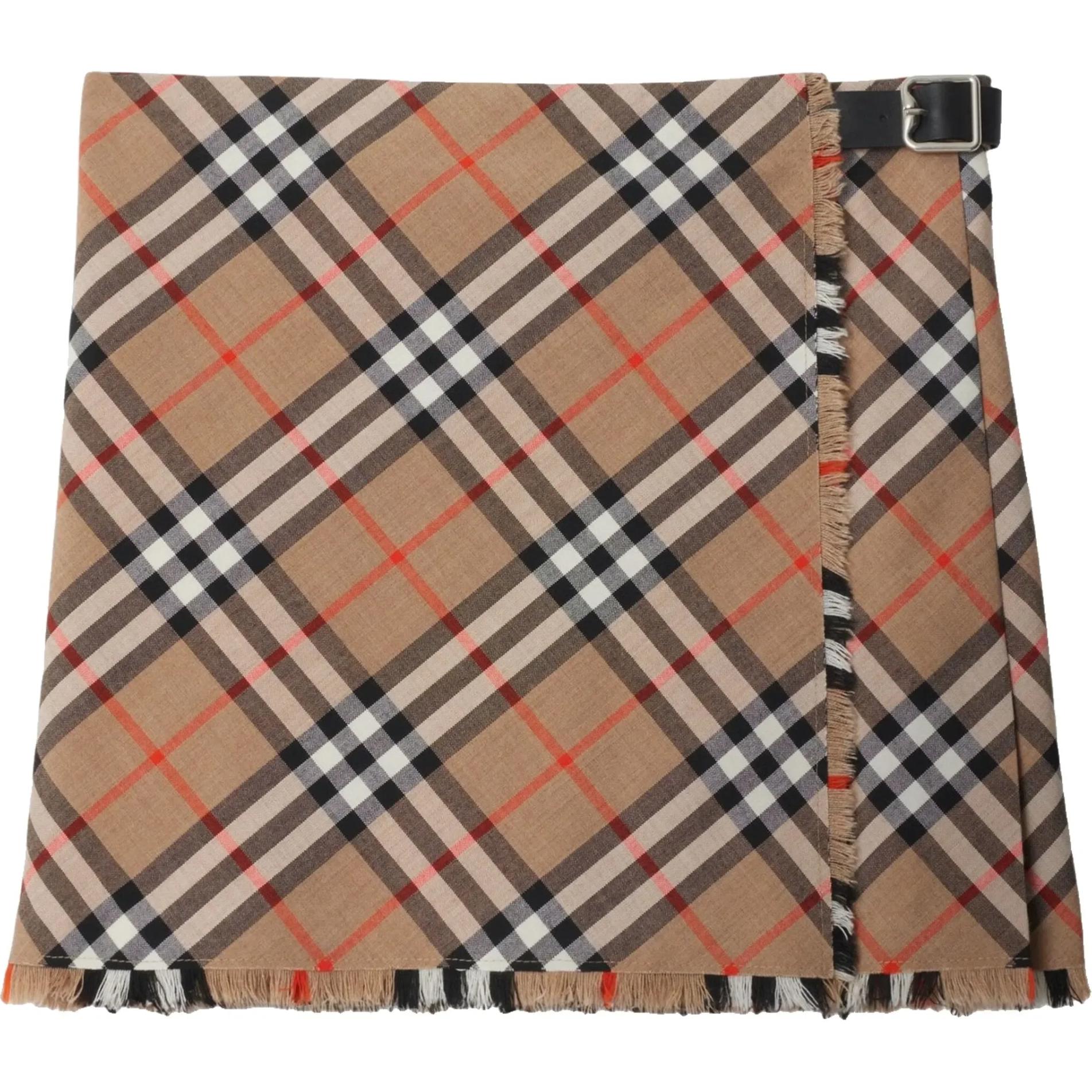 Женская юбка Burberry Check Button (коричневая)