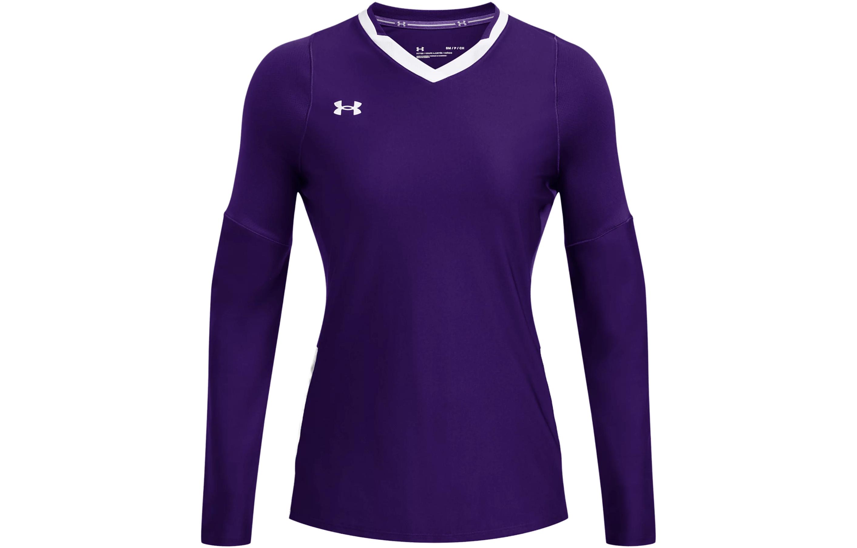 Under Armour Powerhouse 2.0 contrasting color stitching V-neck sweat-absorbent long-sleeved volleyball uniform for women, purple