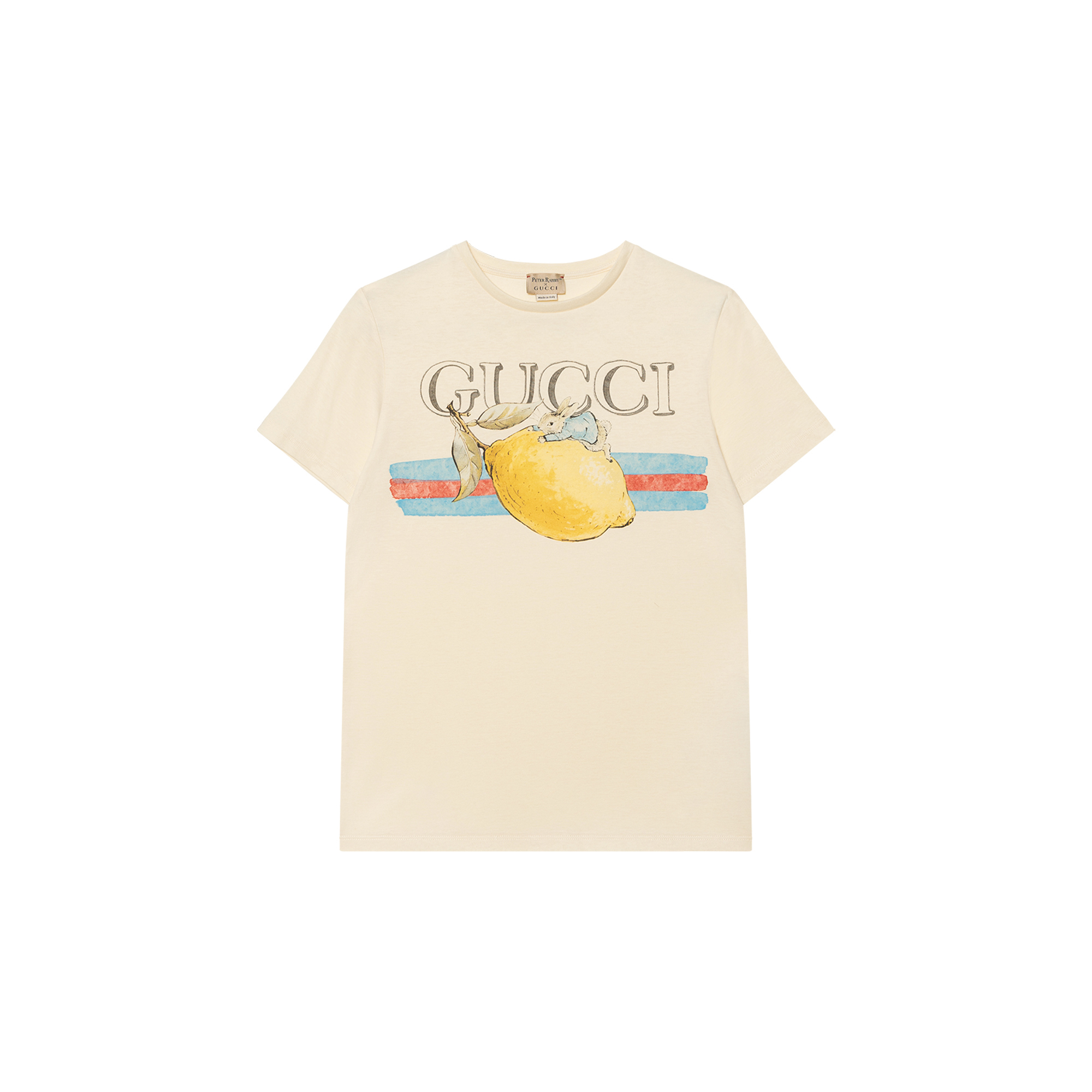 Мужские футболка Gucci x Peter Rabbit T SS24 (молочно-белая в полоску)