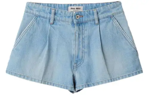 MIU MIU Logo embroidered Denim Shorts
