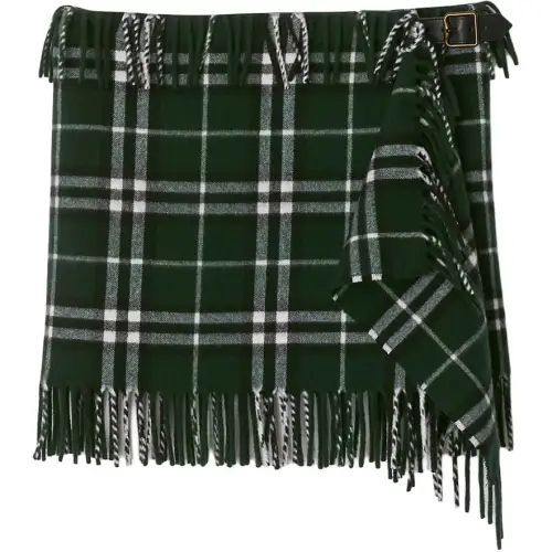 Burberry Checked Fringed Edge Mini Skirt