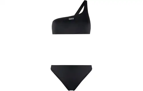 OFF-WHITE Logo Embroidered One-Shoulder Bikini Set