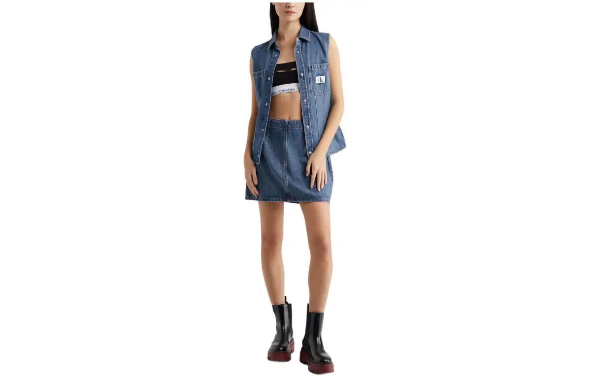 Calvin Klein High-rise A-line Denim Miniskirt