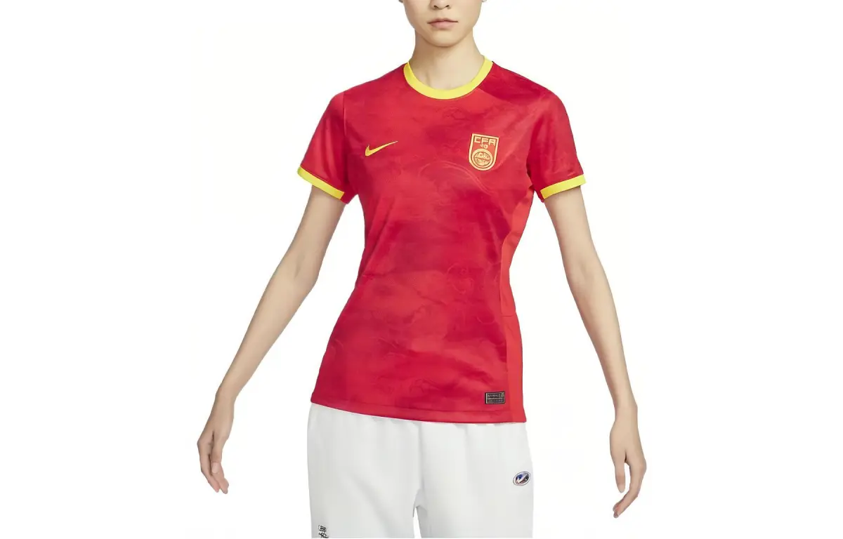 Nike China National Team Soccer Jerseys Women's Gym Red Crew Neck Moderate Nipped-in Waist